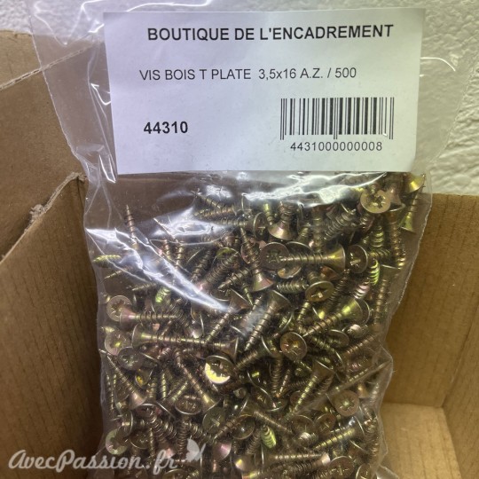 Attaches 1 trou zinc éco // vis bois t plate acier zinguee jaune 3.5x16 //44310*500 zinguée blanc - 3.5*15 cruciforme 44325*500 Attaches 1 trou zinc éco // vis bois t plate acier zinguee jaune 3.5x16 //44310*500 zinguée blanc - 3.5*15 cruciforme 44325*500
