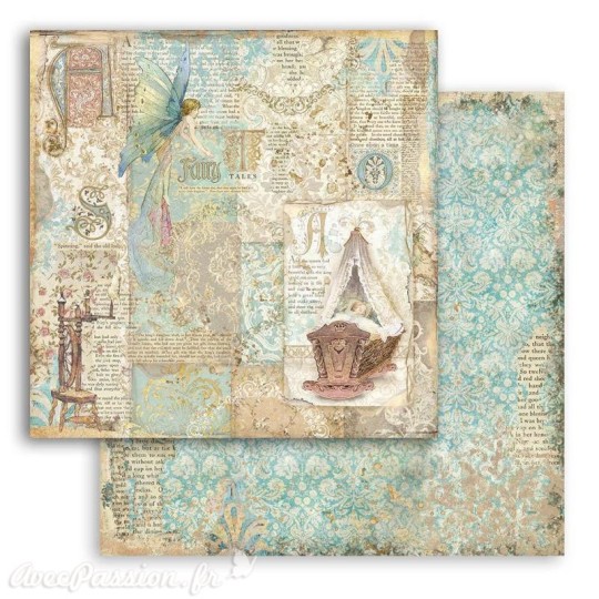 Papier Scrapbooking Sleeping Beauty cradle Stamperia 30x30cm double face