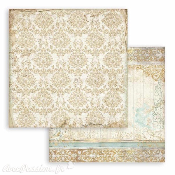 Feuille scrapbooking Stamperia Sleeping Beauty texture gold 30x30cm double face