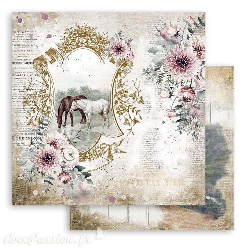 Papier Scrapbooking Romantic Horses Lake Stamperia 30x30cm double face