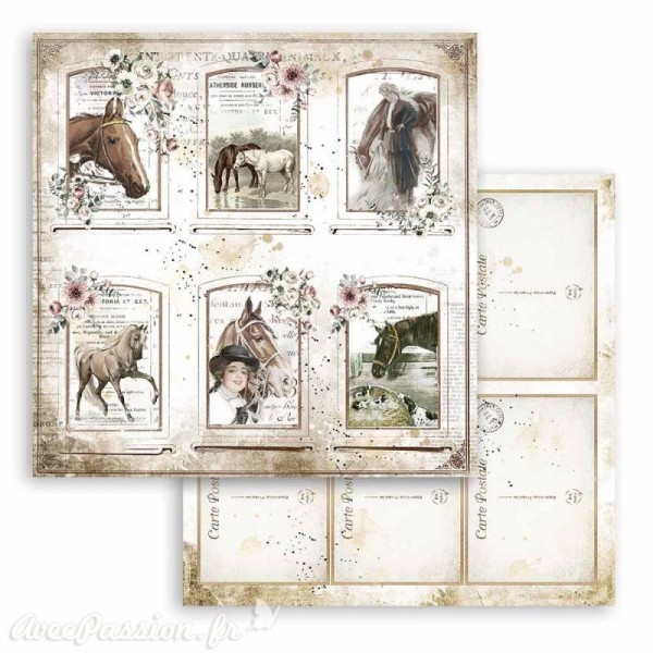 Papier Scrapbooking Romantic Horses cards Stamperia 30x30cm double face
