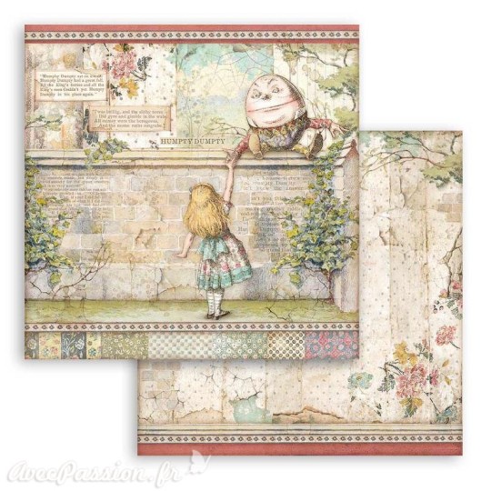 Feuille scrapbooking Stamperia Humpty Dumpty 30x30cm double face