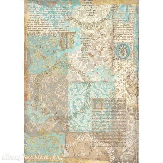 Papier de riz Sleeping Beauty texture gold Stamperia A4