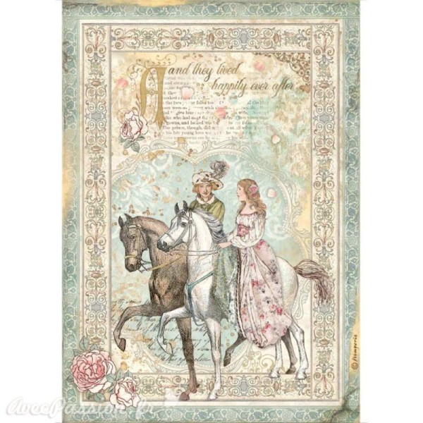 Papier de riz Sleeping Beauty prince on horse Stamperia A4