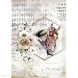 Papier de riz Romantic Horses lady frame Stamperia A4