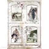 Papier de riz Romantic Horses 4 frames Stamperia A4