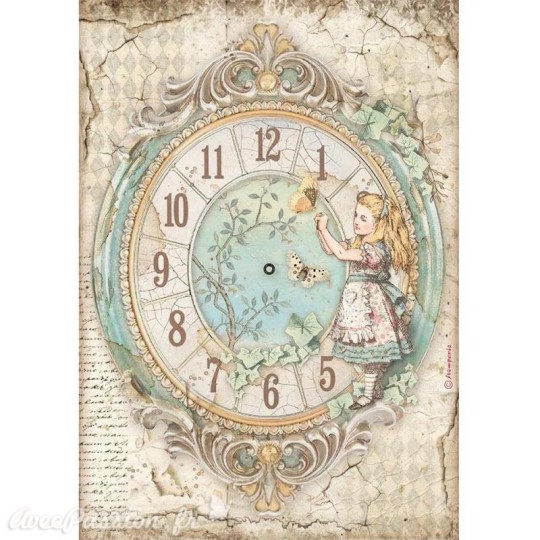 Papier de riz Alice clock Stamperia A4 Papier de riz Alice clock Stamperia A4