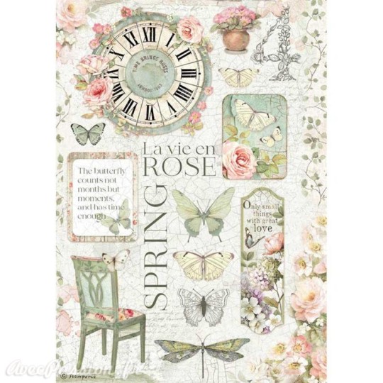 Papier de riz La Vie en Rose Stamperia A4