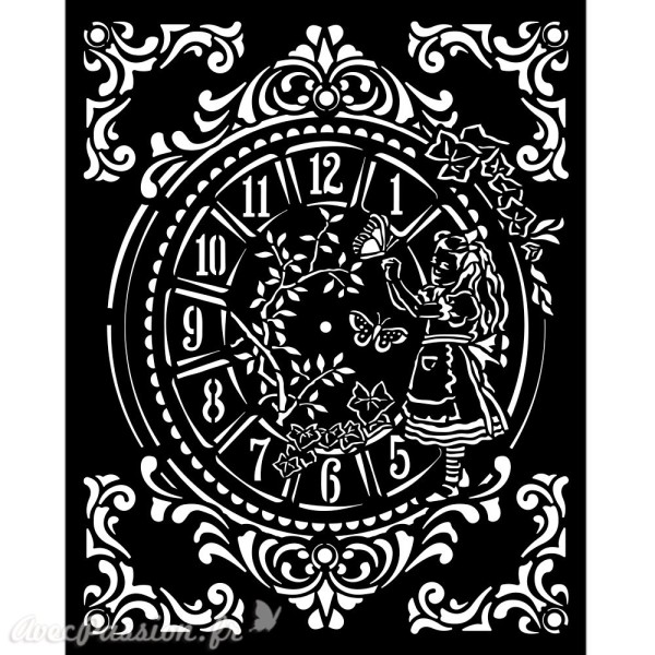 Pochoir Alice clock Stamperia 20x25cm