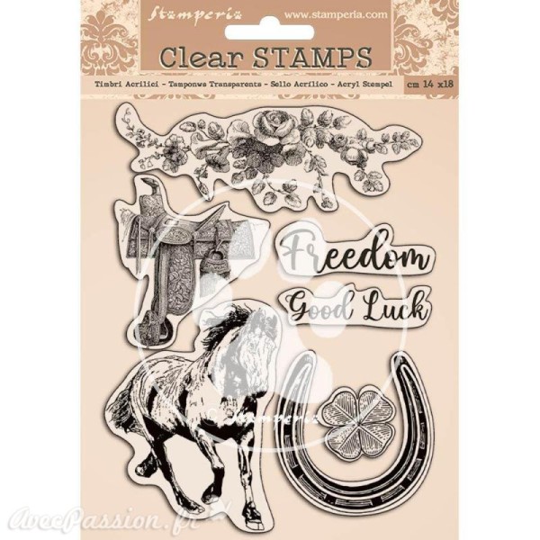 Tampon clear Romantic Horses 14x18cm Stamperia