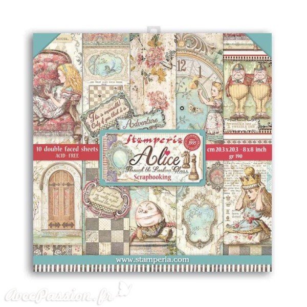 Bloc Papier scrapbooking Stamperia Alice through the looking glass 20x20