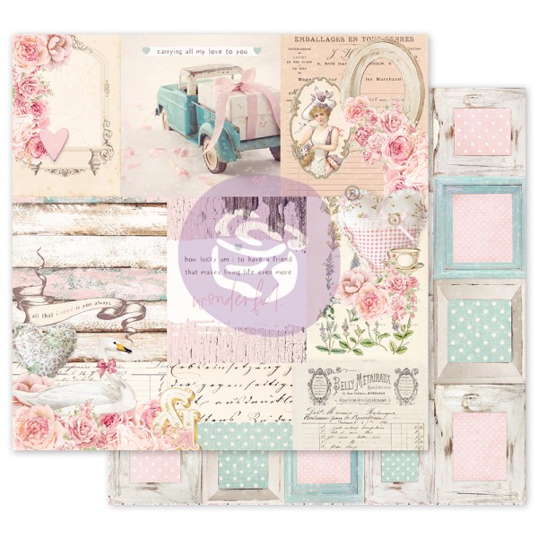 Papier scrapbooking Prima With Love All that I need avec dorure 30x30cm