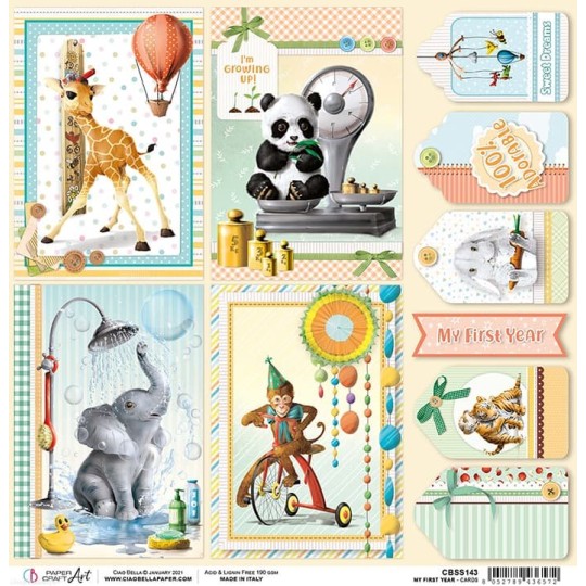 Feuille scrapbooking Ciao Bella My First Year Cards 30x30 double face