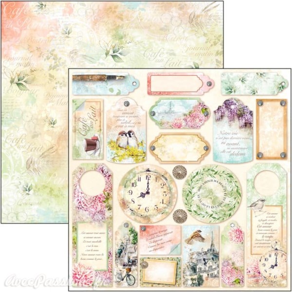 Feuille scrapbooking Ciao Bella Notre Vie Tags & Frames 30x30 double face