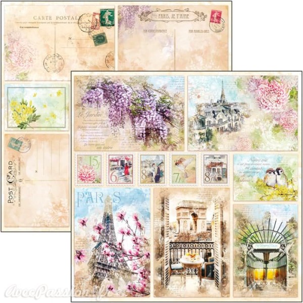 Feuille scrapbooking Ciao Bella Notre Vie Cards 30x30 double face