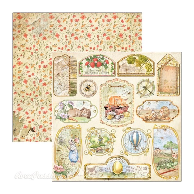 Feuille scrapbooking Ciao Bella Aesop’s Fables Tags & Frames 30x30 double face