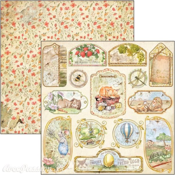 Feuille scrapbooking Ciao Bella Aesop’s Fables Tags & Frames 30x30 double face
