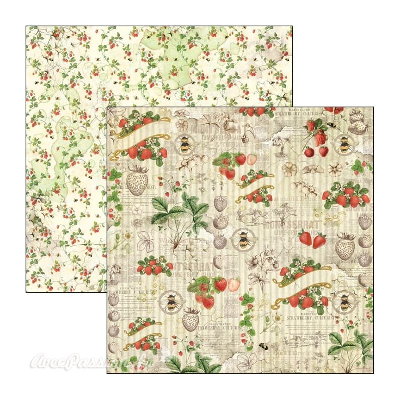 Feuille scrapbooking Ciao Bella Strawberries 30x30 double face