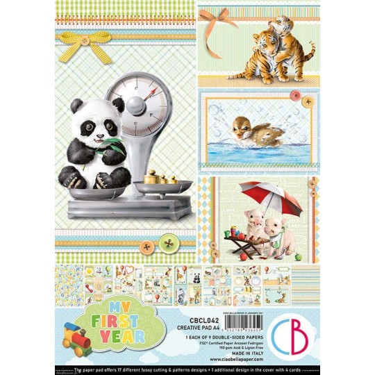 Papier scrapbooking Ciao Bella My First Year Creative 9fe A4 assortiment Papier scrapbooking Ciao Bella My First Year Creative 9fe A4 assortiment
