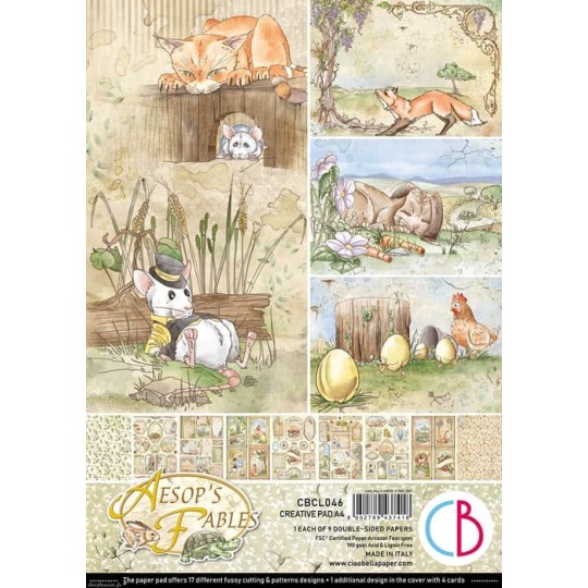 Papier scrapbooking Ciao Bella Aesop's Fables 9fe A4 assortiment