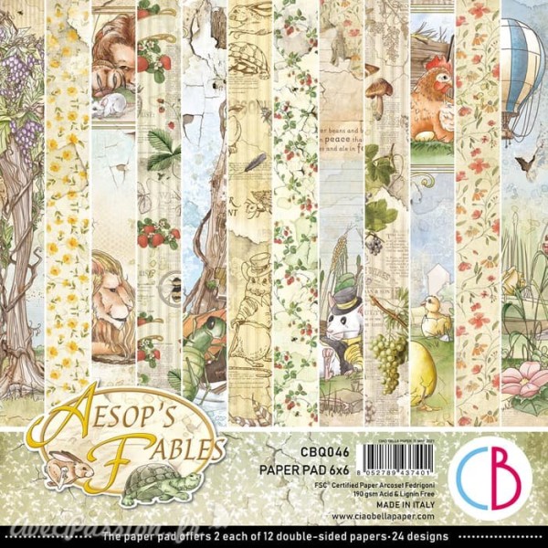 Papier scrapbooking Ciao Bella Aesop's Fables 12fe 15x15 assortiment