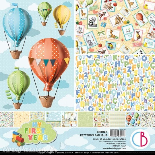 Papier scrapbooking Ciao Bella My First Year 8fe 30x30 assortiment Papier scrapbooking Ciao Bella My First Year 8fe 30x30 assortiment