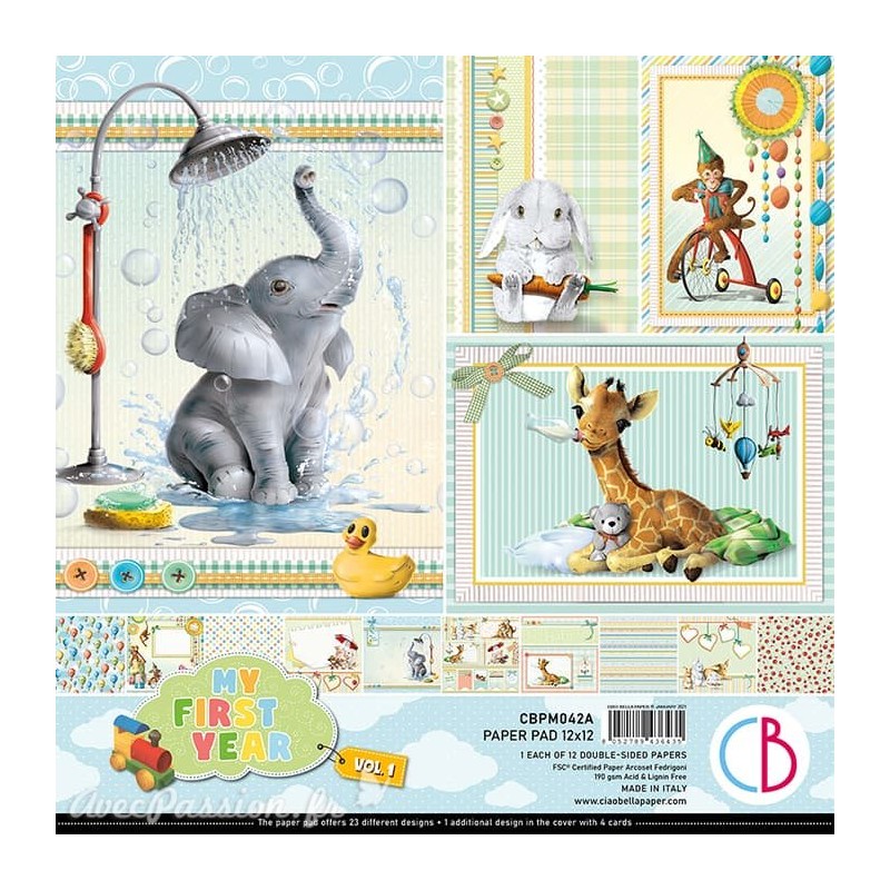 Papier scrapbooking Ciao Bella My First Year Vol.1 12fe 30x30 assortiment