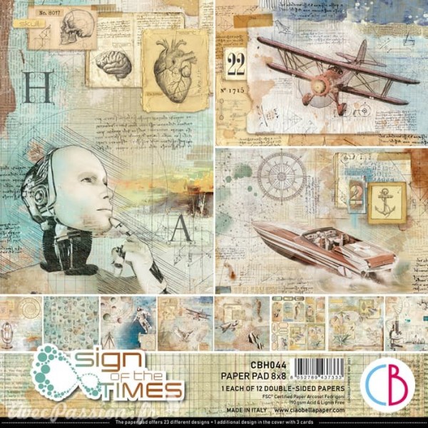 Papier scrapbooking Ciao Bella Sign of the Times 20x20 12fe assortiment