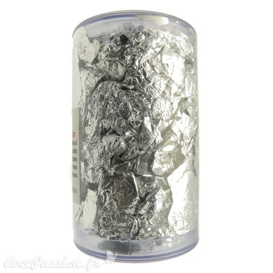 Copeaux de feuilles de dorure couleur alu argent 2 gr Copeaux de feuilles de dorure couleur alu argent 2 gr