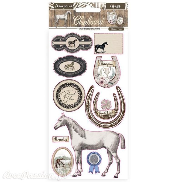 Chipboard carton Romantic Horses Stamperia 15x30 cm