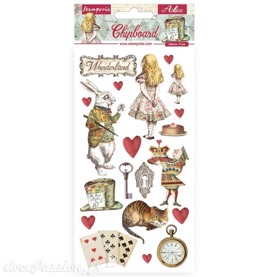 Chipboard carton Alice in Wonderland Stamperia 15x30 cm