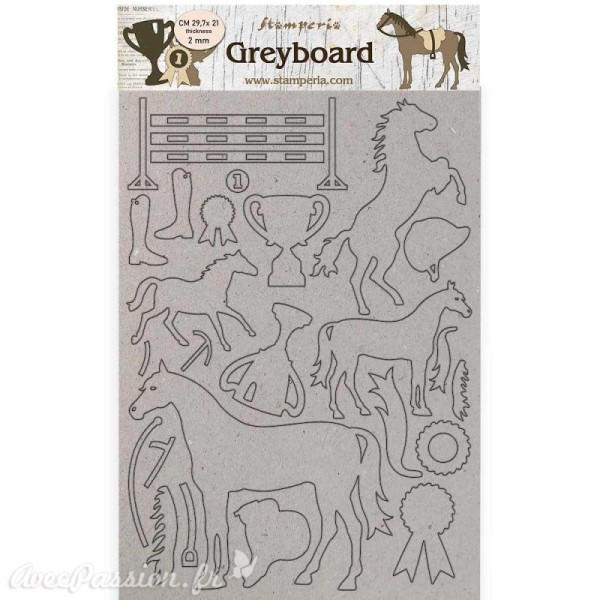 Chipboard carton Romantic Horses cheval trophée Stamperia A4