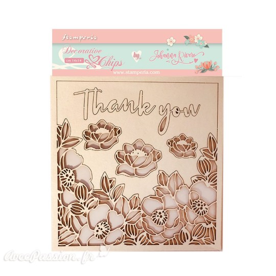 Chipboard carton Stamperia Celebration thank you