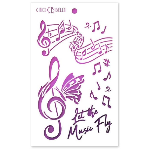 Pochoir scrapbooking Ciao Bella Let the Music Fly 12x20cm