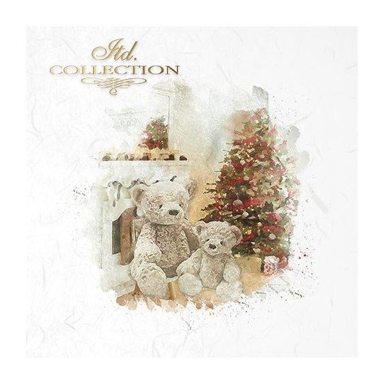 Set de 6 Papiers de riz nounours à Noël assortiment 15x15cm