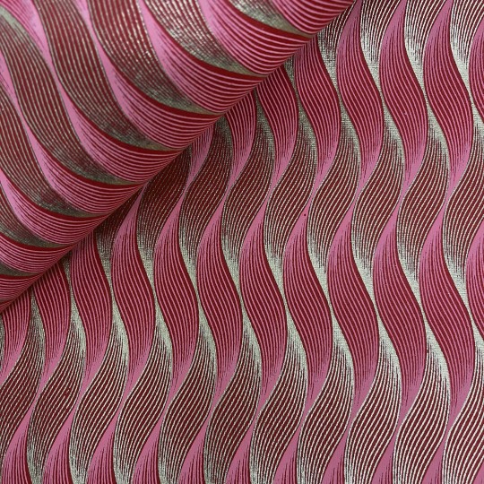 Papier indien dune fond rouge motifs rose ligne rose et or