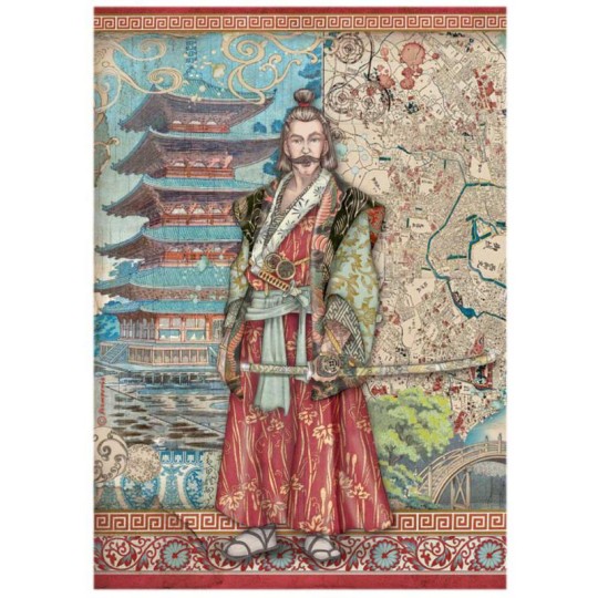 Papier de riz Sir Vagabond in Japan samurai Stamperia A4