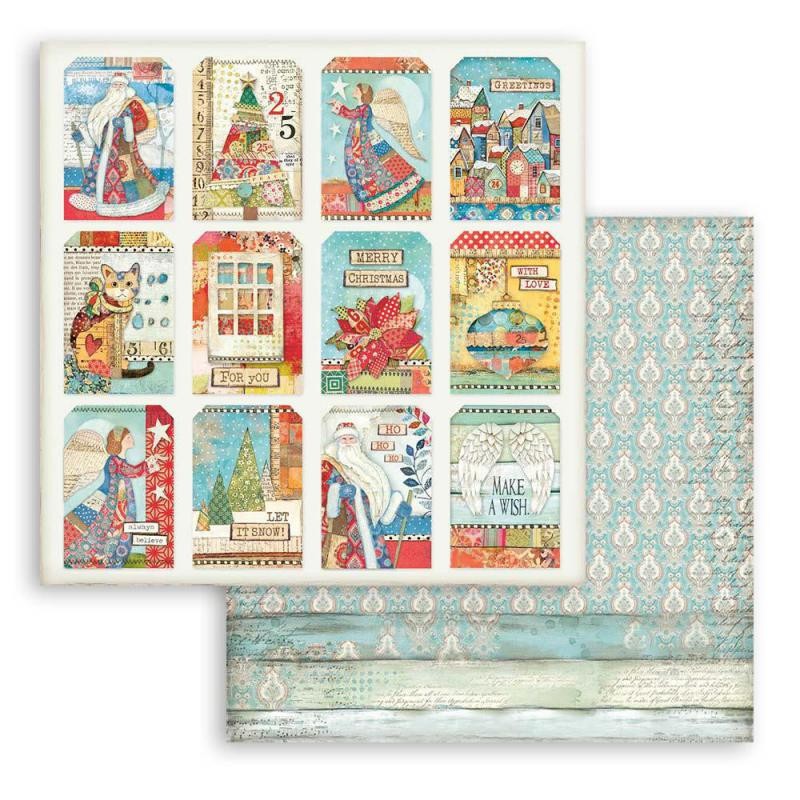 Papier Scrapbooking Christmas Patchwork cartes Stamperia 30x30cm double face