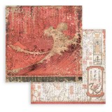 Papier Scrapbooking Sir Vagabond in Japan texture rouge Stamperia 30x30cm double face