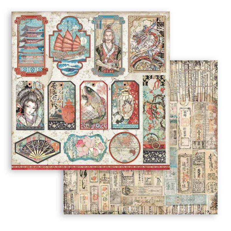 Papier Scrapbooking Sir Vagabond in Japan tags Stamperia 30x30cm double face