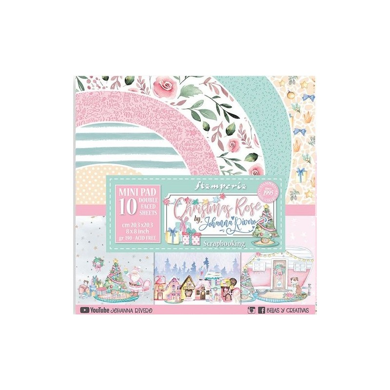 Papier scrapbooking Christmas Rose Stamperia 20x20 Bloc 10fe