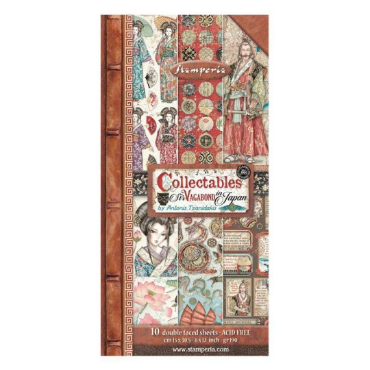 Papier scrapbooking Collectables Sir Vagabond in Japan Stamperia 10f 15x30 recto verso Papier scrapbooking Collectables Sir Vagabond in Japan Stamperia 10f 15x30 recto verso