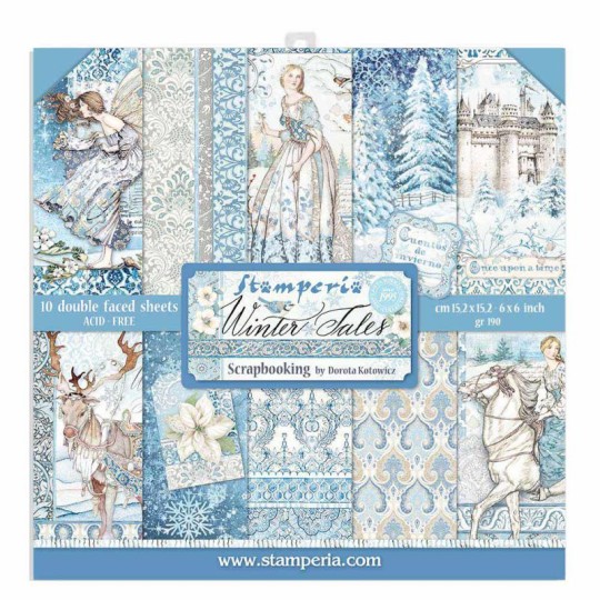 Papier scrapbooking Winter Tales Stamperia 10f double face 15x15 assortiment