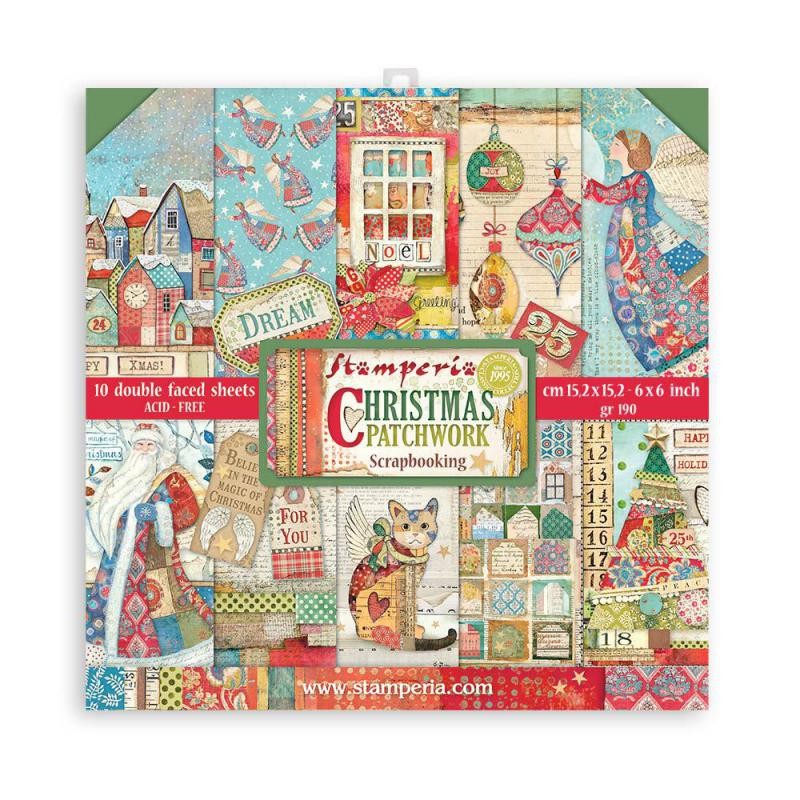 Assortiment Christmas Patchwork Stamperia 10f double face 15x15