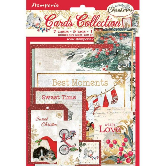 Collection Romantic Christmas Stamperia 7 cartes 5 tag 1 signet 10x15cm Collection Romantic Christmas Stamperia 7 cartes 5 tag 1 signet 10x15cm