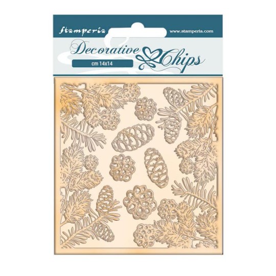 Chipboard carton Romantic Christmas pommes de pins Stamperia 14x14cm