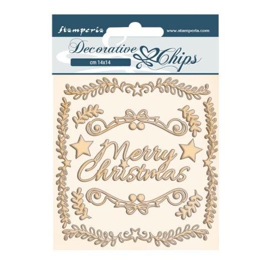 Chipboard carton Pink Christmas cadres Stamperia 14x14cm