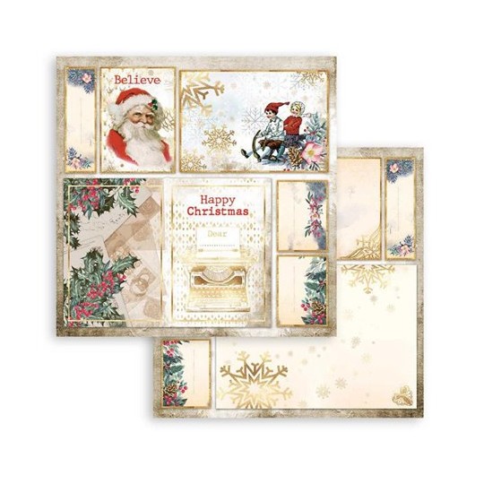 Papier Scrapbooking Christmas Patchwork calendrier de l'avent Stamperia 30x30cm double face