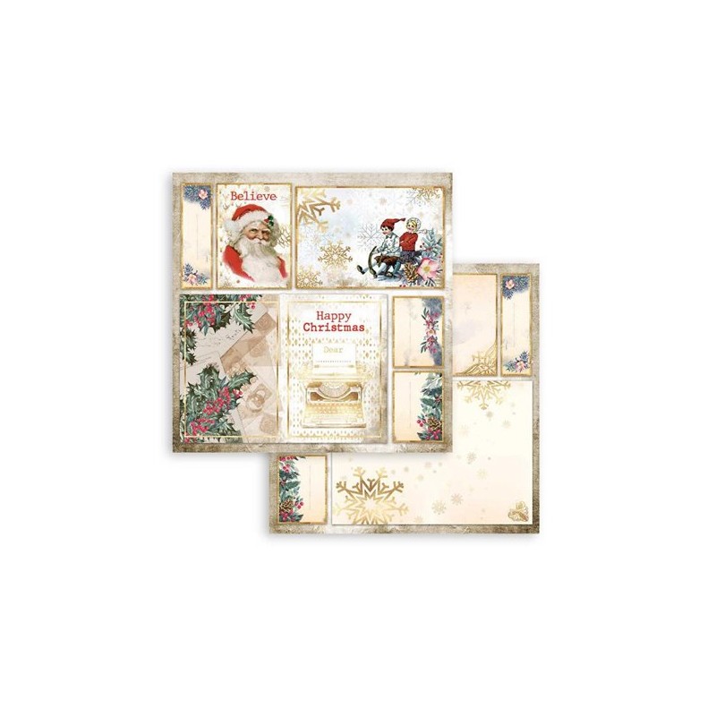 Papier Scrapbooking Christmas Patchwork calendrier de l'avent Stamperia 30x30cm double face