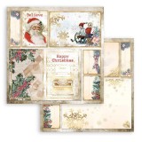 Papier Scrapbooking Romantic Christmas cartes Père Noël Stamperia 30x30cm double face